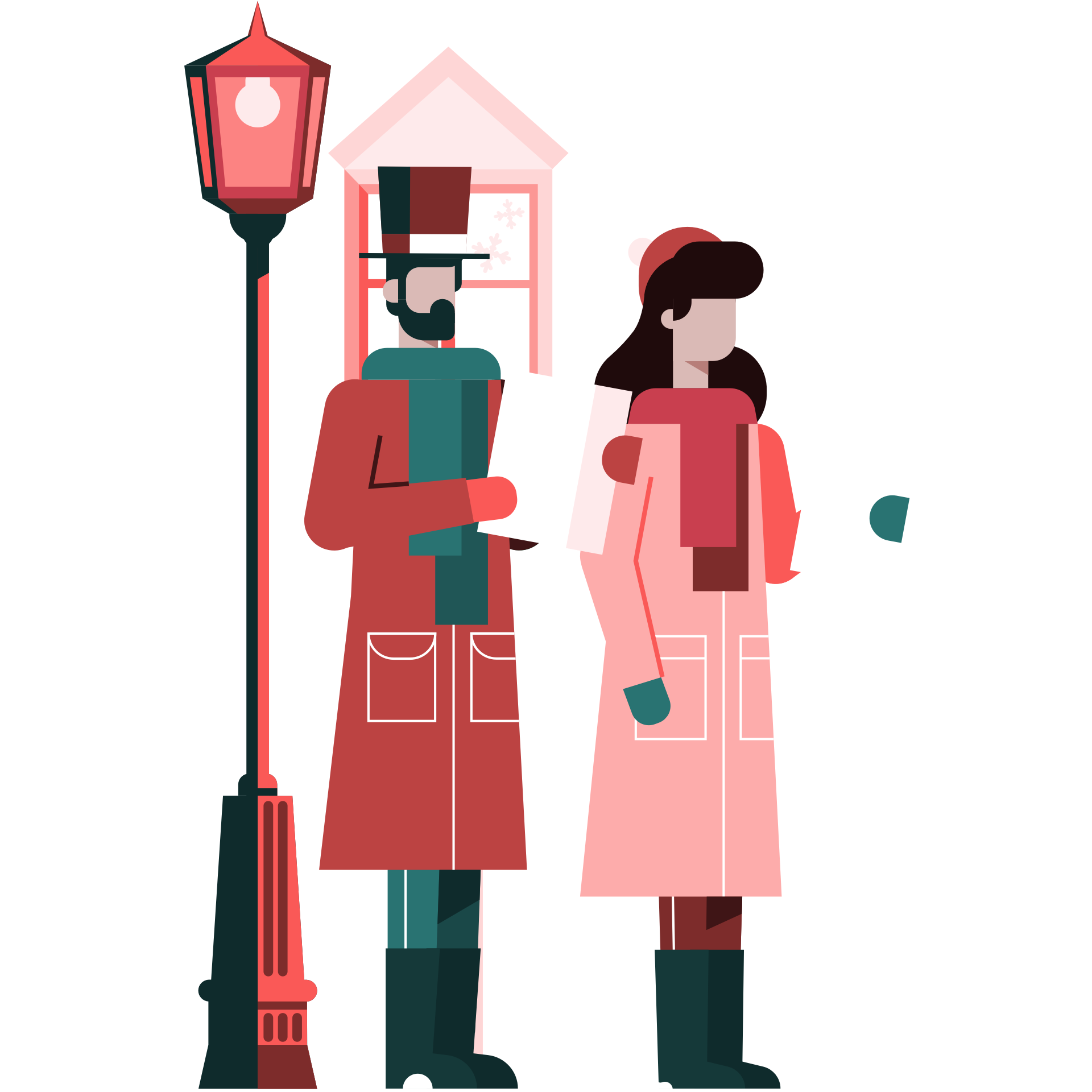 Christmas carolers singing in the street