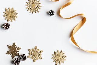 Gold Stars, Ribbon and Pine Cones