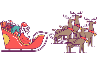 Santa in Sleigh Pulled by Reindeer