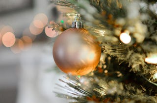 Gold Christmas Ornament on Tree
