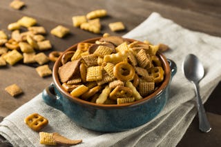 Chex party mix is great for snacking (and for kids).