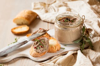 Spreadable and delicious, chicken liver pate makes a great addition to any charcuterie or cheese plate.