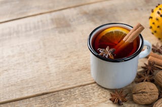 Bourbon and tea with spices? Sounds like a merry cocktail to us! Bourbon and tea with spices? Sounds like a merry cocktail to us!
